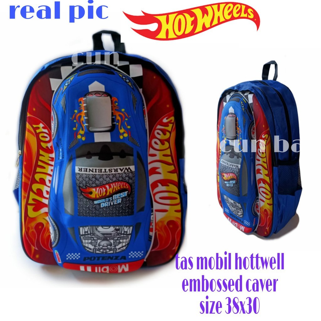 Tas ransel sekolah anak laki laki paud dan SD hotwheels 3D