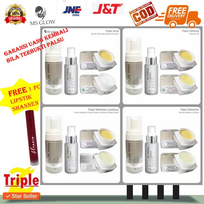 MS GLOW ACNE WHITENING GLOWING MSGLOW PAKET WAJAH ORIGINAL