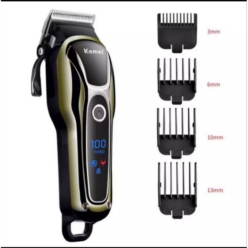 Kemei Alat Cukur Elektrik Hair Trimmer Shaver Rechargeable - Golden