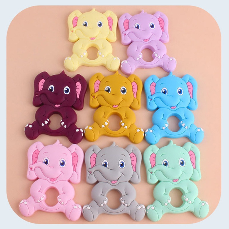 Mary Mainan Teether Bentuk Gajah Kartun Bahan Silikon Untuk Bayi
