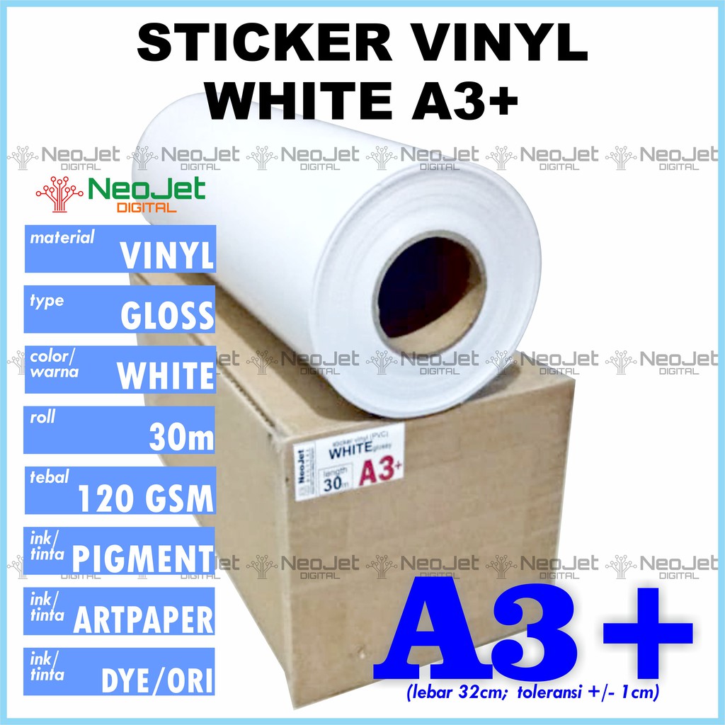 

Sticker stiker vinyl inkjet ink jet white A3+ panjang 30 meter garskin hp stiker motor mobil