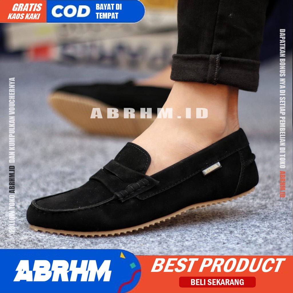 NOAH Sepatu Slip On Pria Sepatu Pria Casual Sepatu Slip Slop Antislip Kerja Kantor Cowok/Cowo Ori Sepatu Kasual Gaya Santai Kuliah Keren Kekinian Murah Original Terlaris