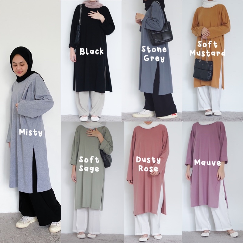 Bymeldev Cotton Slit Tunik Polos Busui dan Non Busui