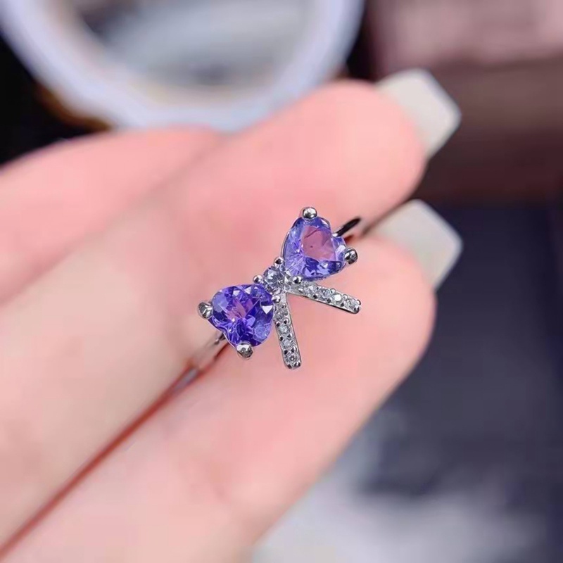 Cincin 925 Silvery Zircon AAA Ungu Gaya Korea Untuk Wanita