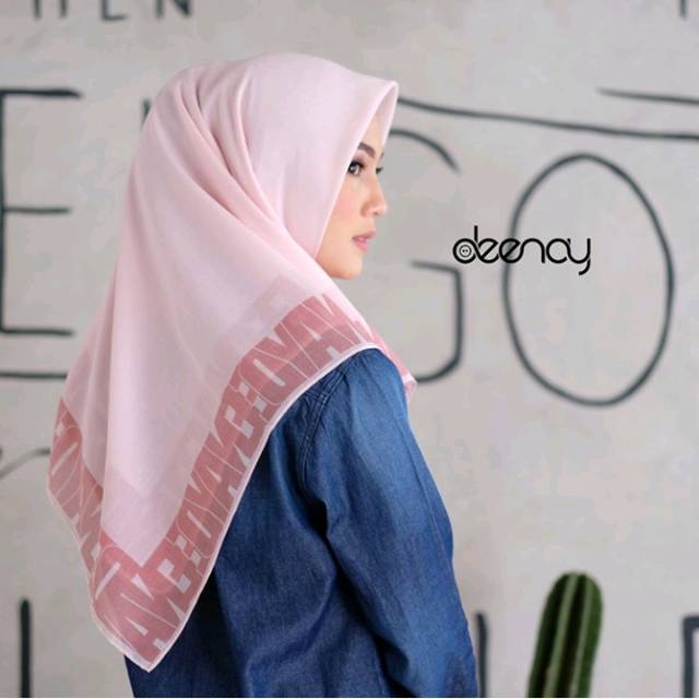 Deenay plain border-peach-hijab voal printed scarf by deenay.scarves