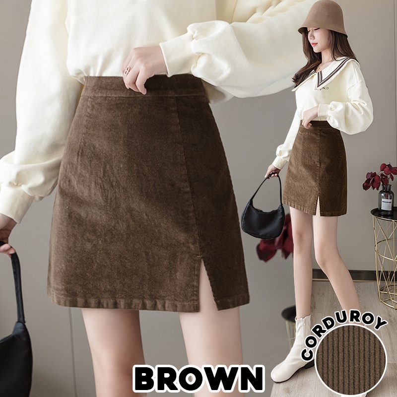 KARAKOREA 302 Corduroy Velvet Skirt/Korean Women Skirt/Rok Pendek/Rok Beludru/Rok Velvet