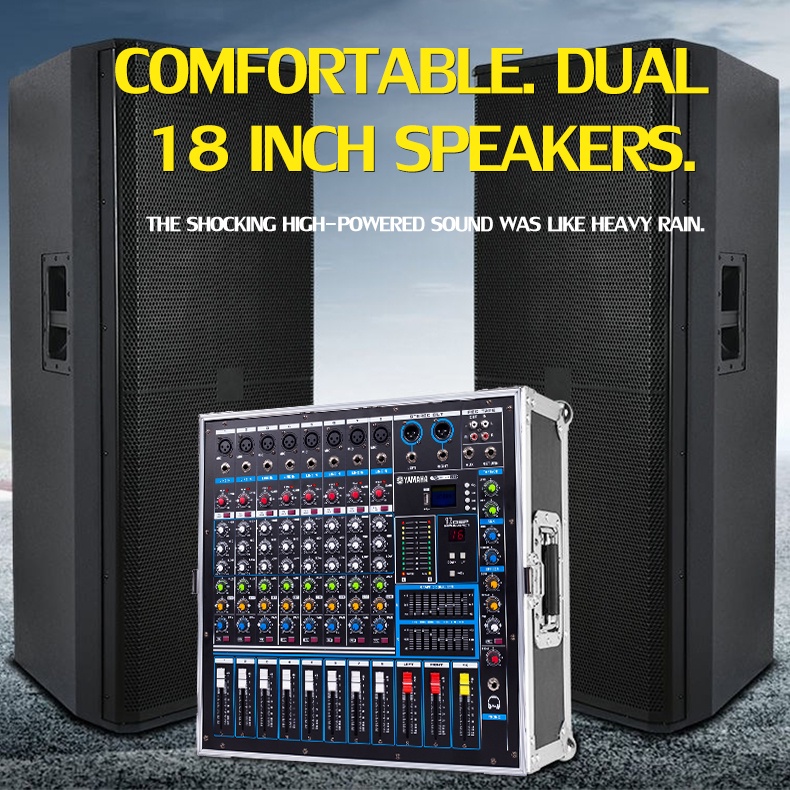Mixer Audio Profesional GJS-8/GJS-8S Termasuk mikrofon nirkabel UHF Penguat Saluran 2 1800 Watt EQ 2-lapisan, EQ 7-band yang dapat disesuaikan Efek reverb 16DSP bawaan Mendukung fungsi perekaman Bluetooth/USB/PC/MP3 Peralatan Audio
