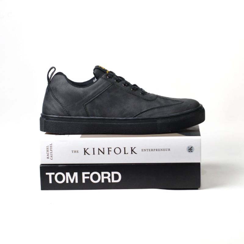 Xshoesbdg.id x Autentik Sepatu Casual Formal Pria Sneakers Pria Hitam Polos Kulit Sintetis Santai Kerja Kuliah