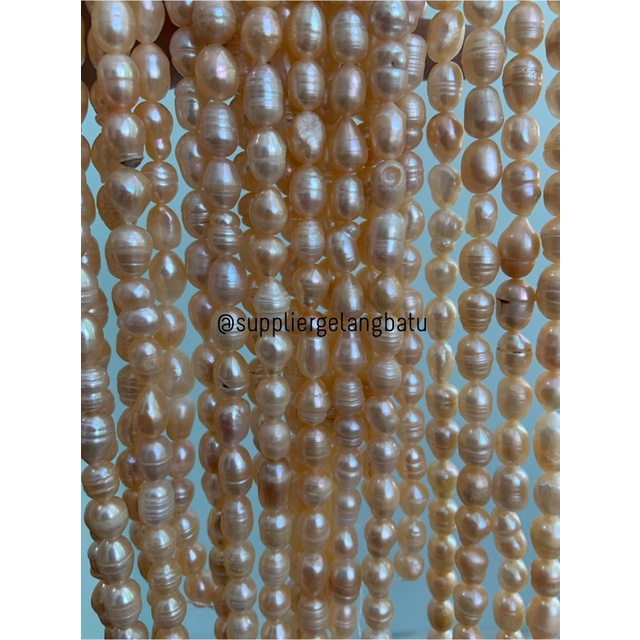 Bahan Mutiara Air Tawar Barok PEACH 8 x 12mm OVAL fresh water pearl