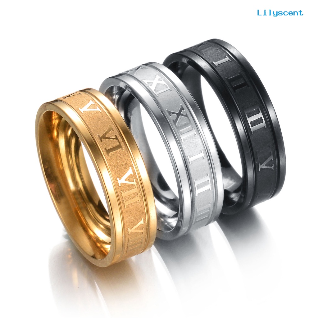 Ls Cincin Bahan Stainless Steel Desain Angka Romawi Gaya Simple Untuk Pria