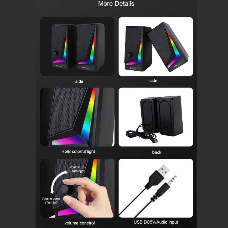 Speaker Aktif 2.0 Komputer Laptop Super Bass LED RGB Light kisonli-X1-RGB -XOBOX