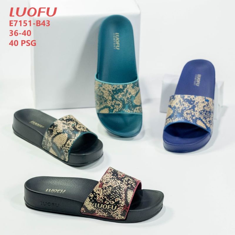 Sandal selop wanita Luofu E 7151 B-43 Sandal karet wanita terbaru sandal jelly kekinian