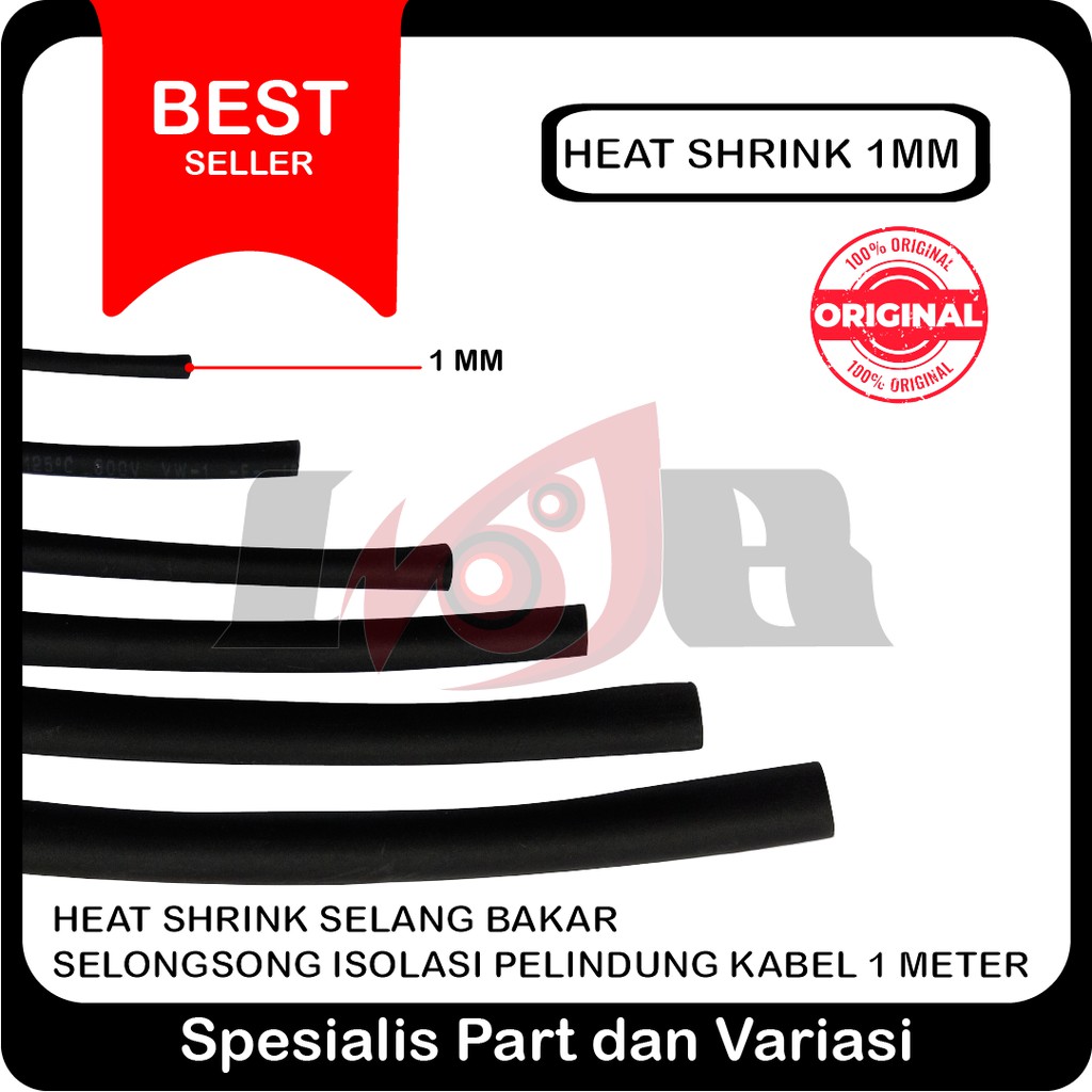 1mm Heat Shrink Selang Bakar Selongsong Isolasi Pelindung Kabel 1 Meter