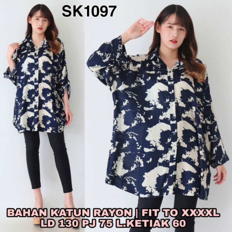Kemeja Wanita Jumbo XXXL LD 130 / Hem Kareen-1