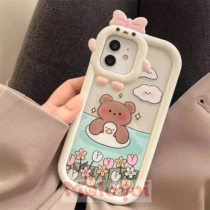 Soft Case Motif Kartun Beruang Berenang Untuk IPhone 7 8 14 Plus XR 11 13 12 14 Pro MAX 6 6S Plus X XS MAX SE 2020