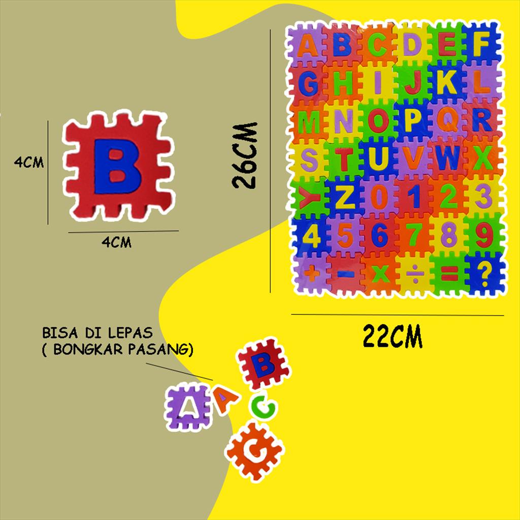 (BISA COD) Puzzle Spon Edukasi/ Puzzle  Spons Abjad Dan Angka 818