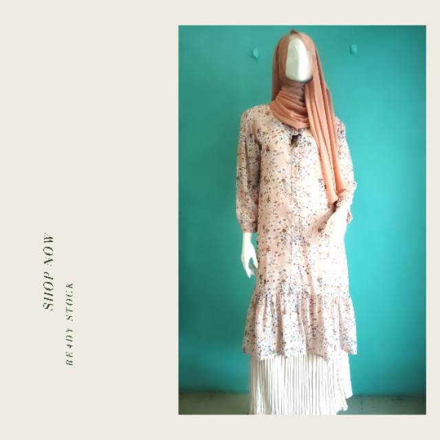 Tunik panjang motif bunga