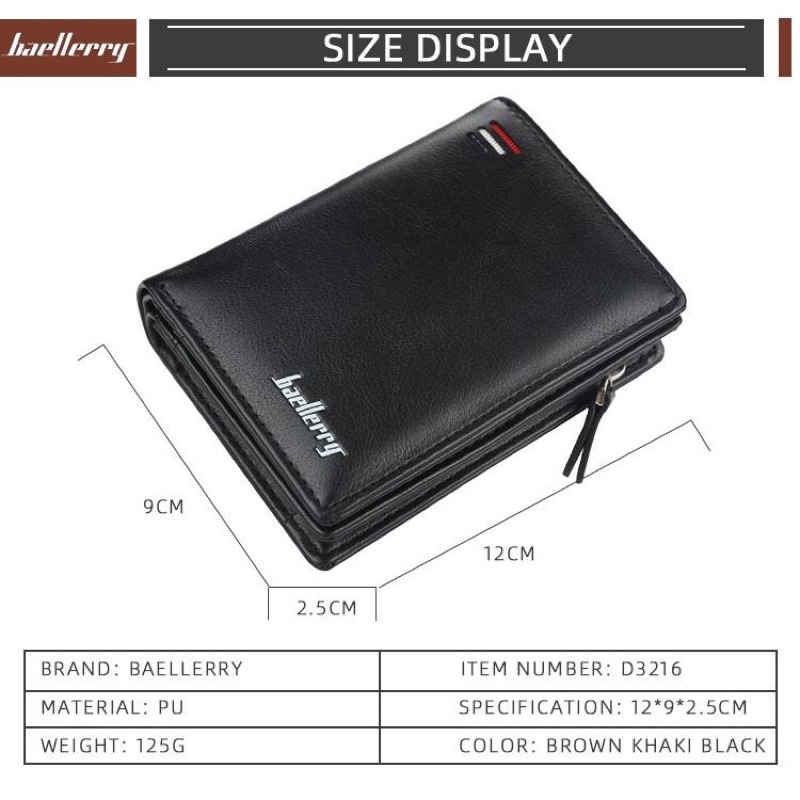 [ ORIGINAL ] BAELLERRY D3216 Dompet Pria Impor Bahan Kulit PU Leather Premium