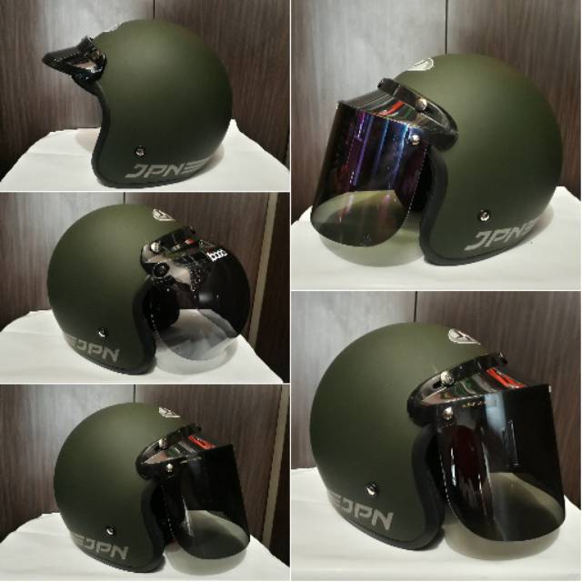 Helm Bogo Jpn Retro Hijau Army Dop
