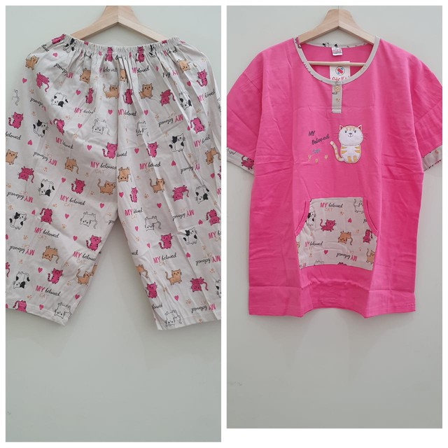 Baju tidur setelan Sie Lie dewasa JUMBO XXL warna gelap model 1