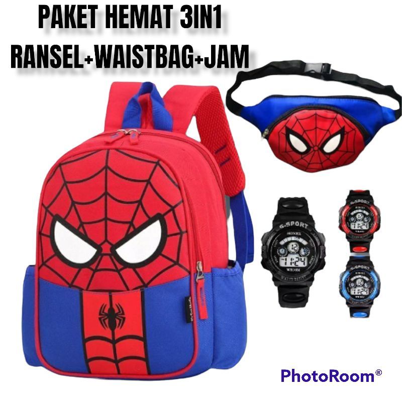 PDF Paket Hemat 3in1 Tas Ransel Anak Tas Slempang Anak Jam Sport COD Tas Sekolah Anak Laki Laki