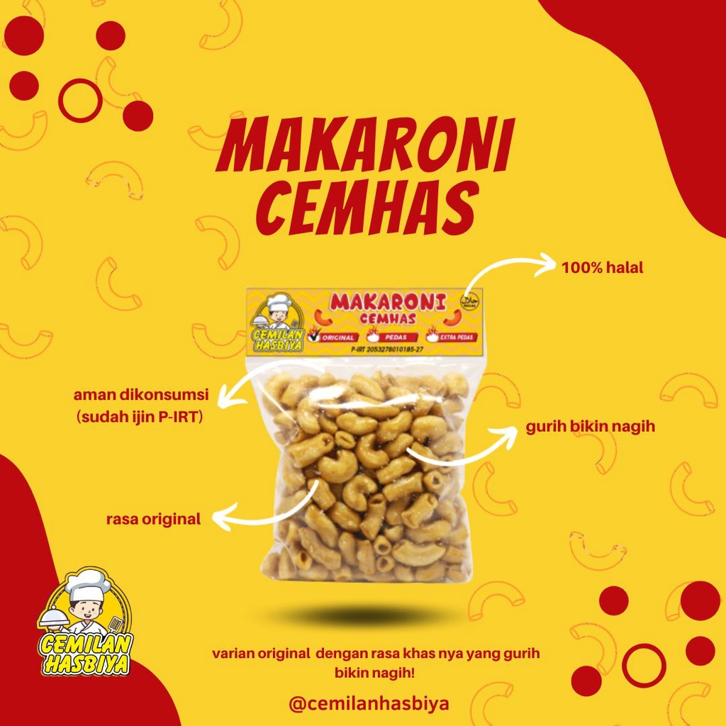 Makaroni cemhas Cemilan Hasbiya isi 30pcs,Makaroni bantet extra pedas,Makaroni bantet khas tasikmalaya