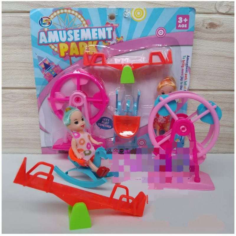 mainan bayi funny bearbiee amusement park / mainan anak edukasi boneka lucu plus ayunan LO4