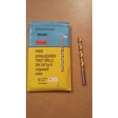 Mata Bor Besi Baja Kuning 4.5mm 4.5 mm Kuningan Twist Drill Titanium 4,5mm 4,5