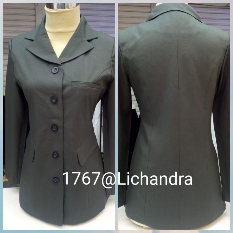 blezer abu tua wanita lichandra/ seragam kerja abu tua wanita/ seragam abu tua wanita terbaru/ serag