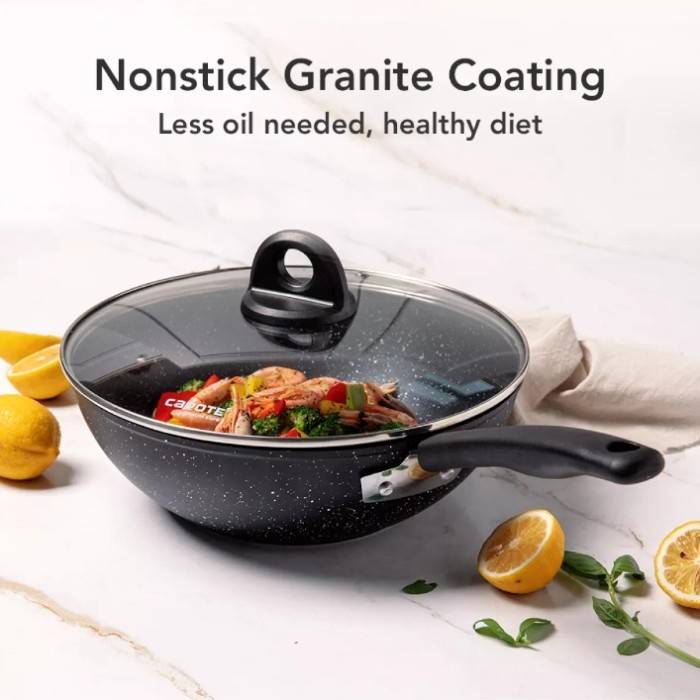 Carote Basik Wok Fry Pan 28 Cm Dengan Tutup _Art