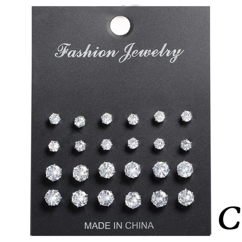 40Pcs Set Anting Tusuk Bulat  Kristal Warna  Emas  Shopee 