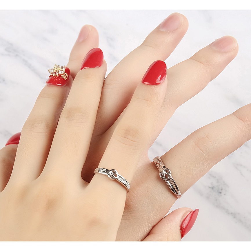 Sepasang Cincin Couple Bahan Sterling Silver S925 Gaya Korea