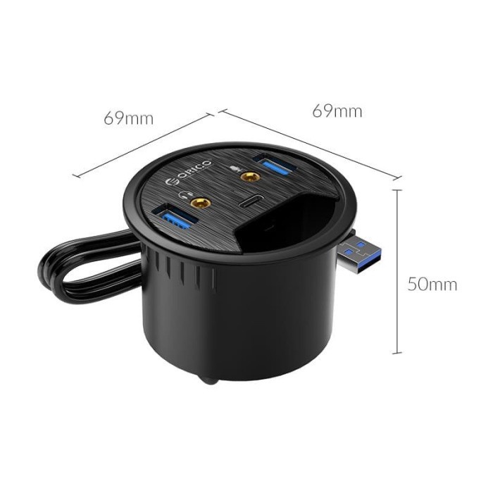 Desk Grommet Hole USB3.0 HUB Audio USB-C - ORICO DESK-2U1C