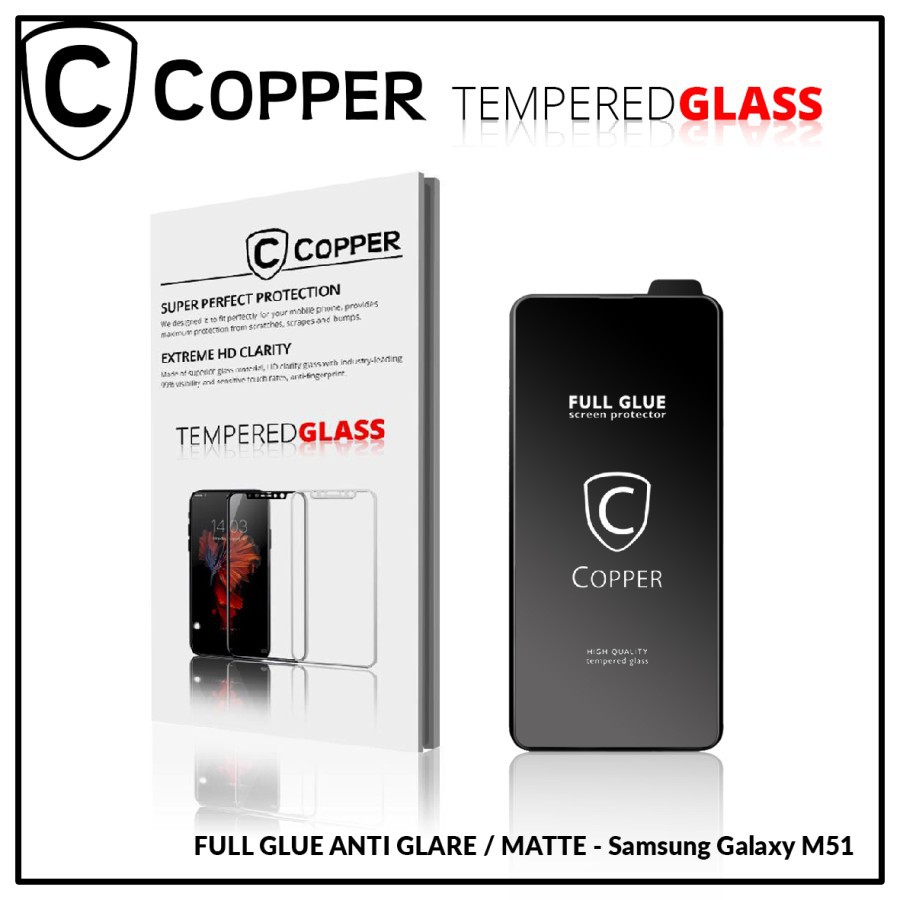 Samsung M51 - COPPER Tempered Glass Full Glue Anti Glare - Matte