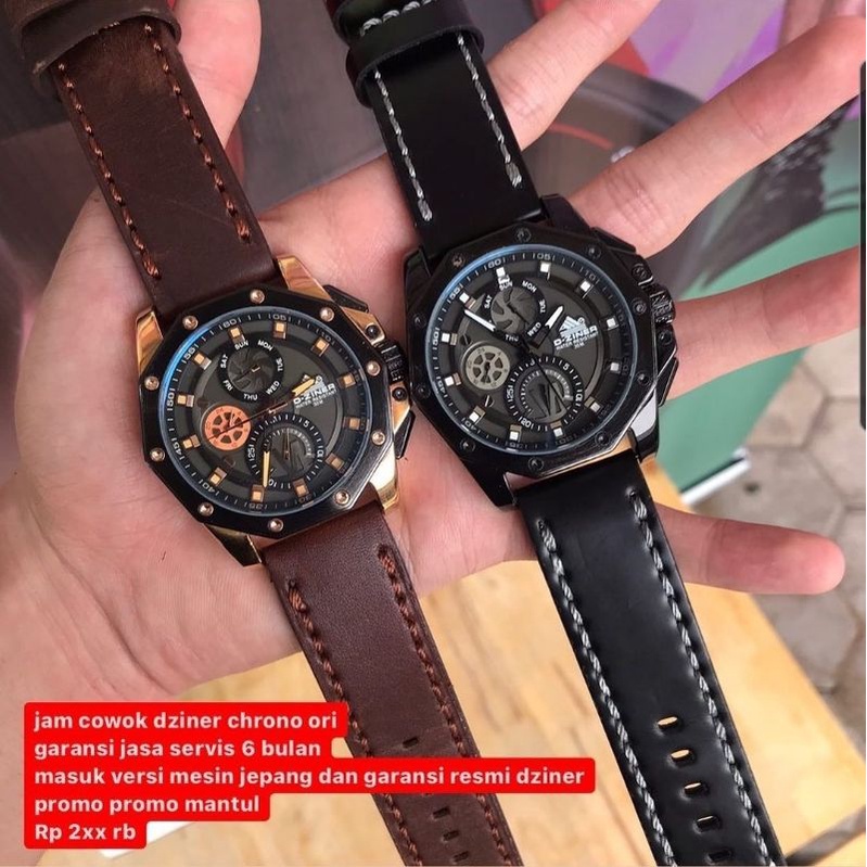 jam original chronograph aktif kulit cowok