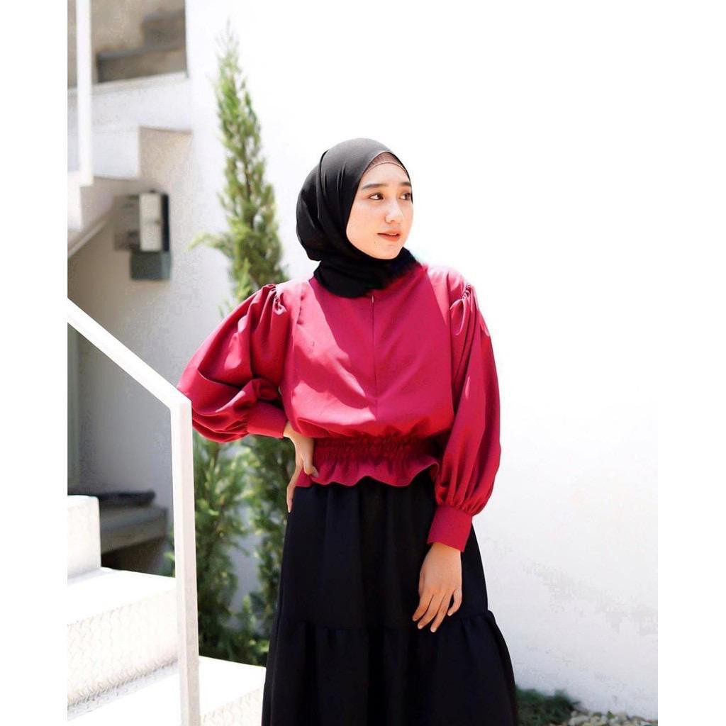 Katlina Blouse Polos Wolfish Premium Pusatgrosir_solo Hits Selebgram Fashion termurah Wanita