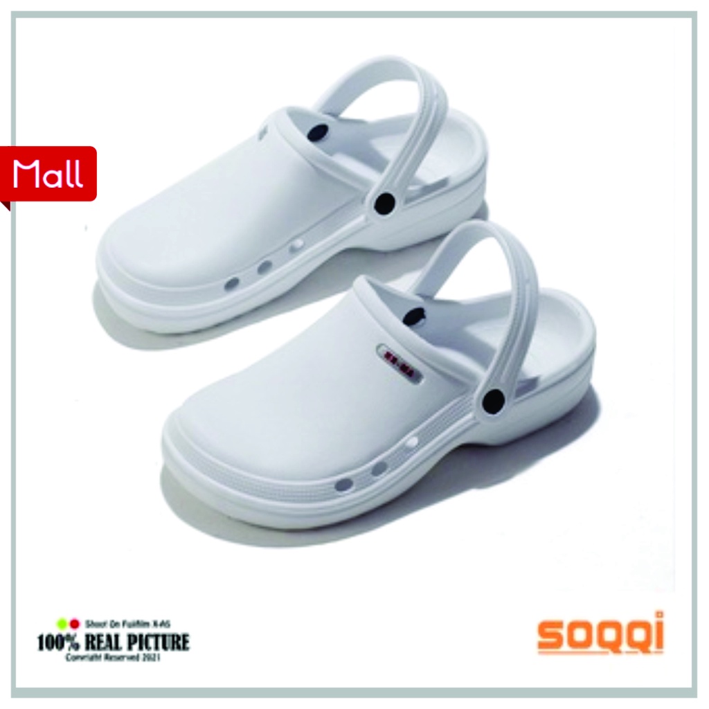 Sepatu Sandal cewek cowok selop baim kodok putih original model let tali belakang untuk prakter dokter dan perawat Hema 956 terbaru promo cod keren murah 36-44