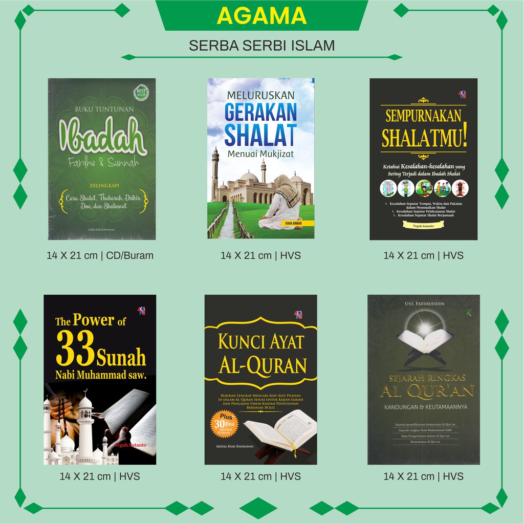 Buku Religi Islam Tuntunan Ibadah Fardhu Sunnah Nabi Gerakan Sholat Sejarah Ringkas Al Qur'an