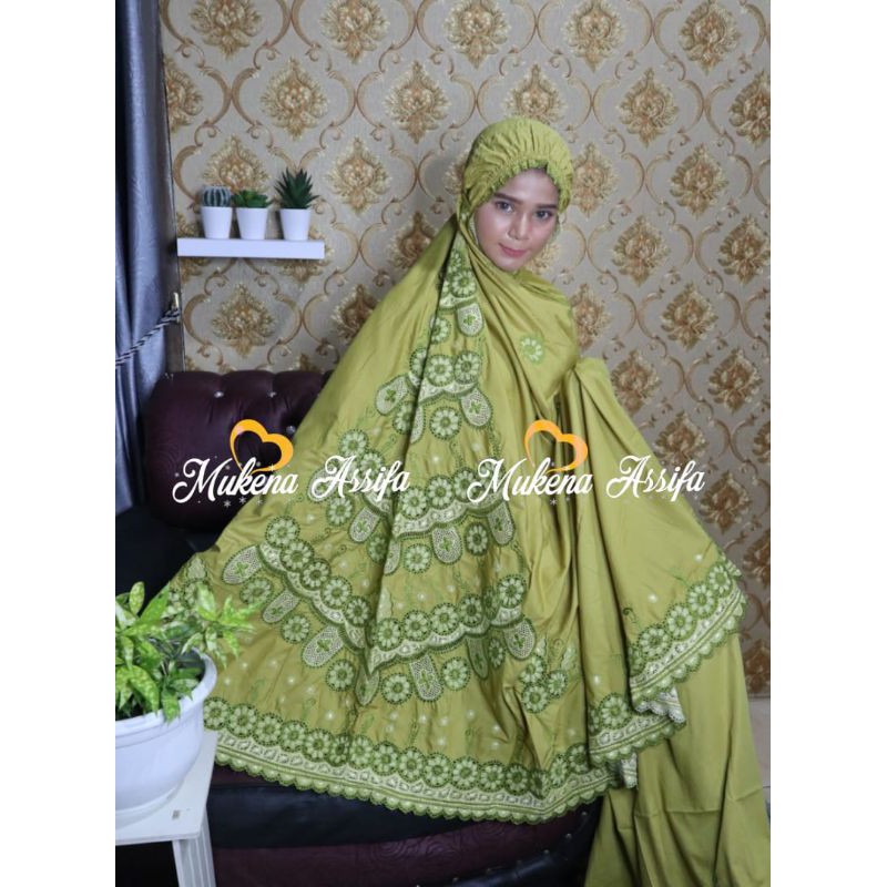 mukena  padang bukit tinggi lemon bordir hijau