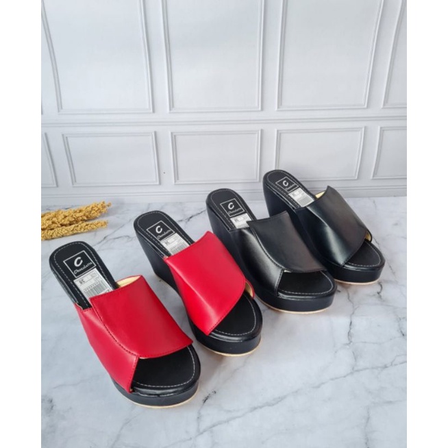 HR 04 Sandal Wedges Wanita kokop - Sintetis 7cm