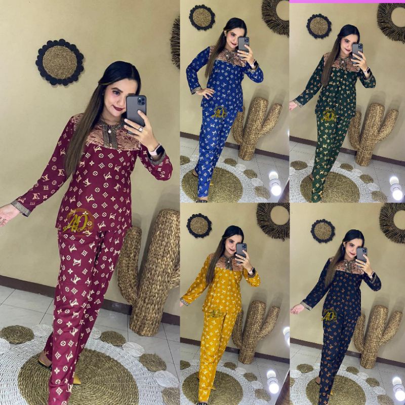 Setelan arab renda lengan panjang rayon resleting depan