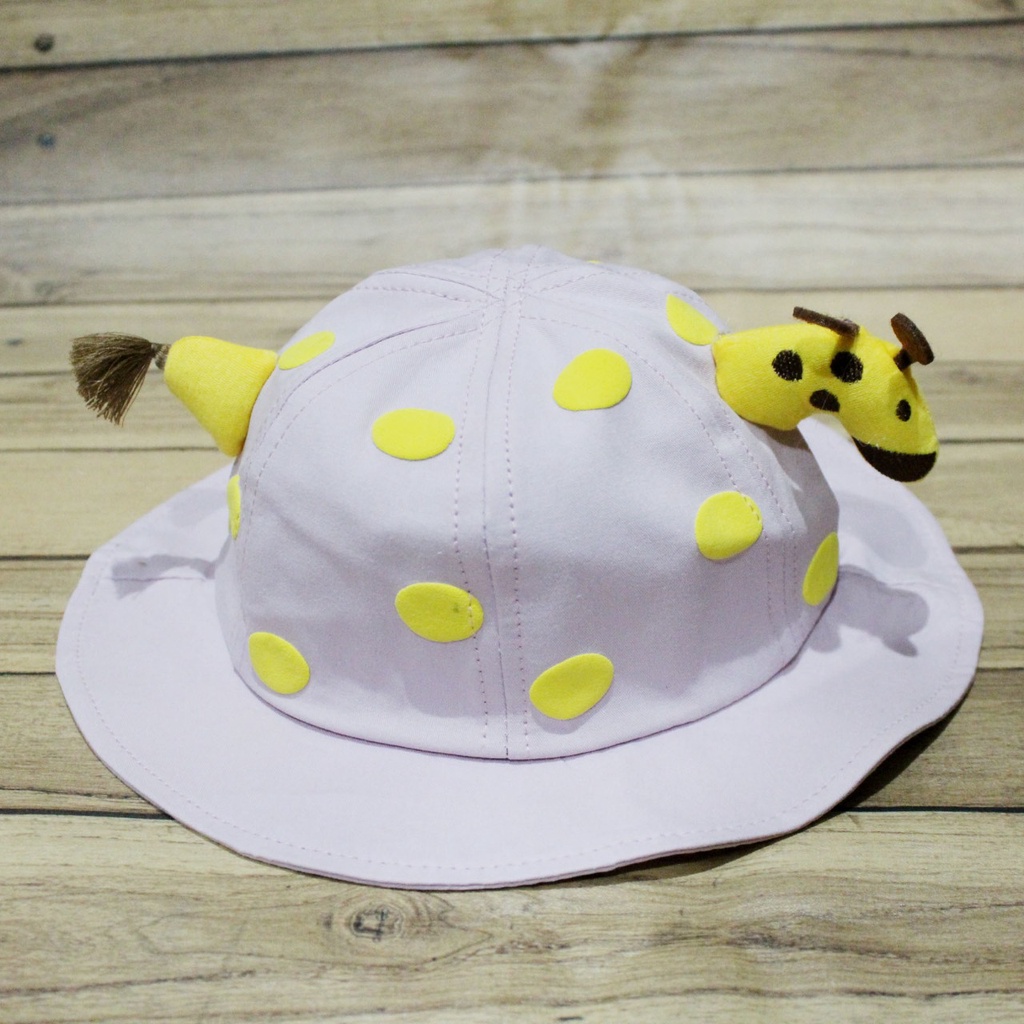 Topi Bucket Anak Motif Jerapah Face Shield Anti Virus Topi Giraffe Pelindung Wajah