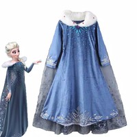 TBI Kostum Frozen 2 Elsa Anna Jubah Bulu Gaun Beku Disney Dress Princess