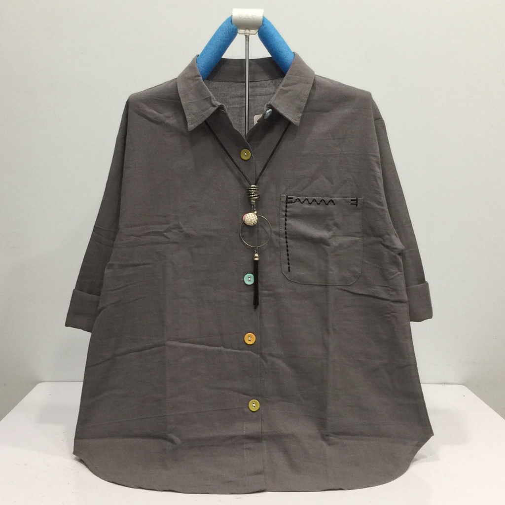 GOLDENBUZZERS B318 ATASAN KEMEJA WANITA KATUN LINEN IMPORT SIZE XL LD 106CM-2