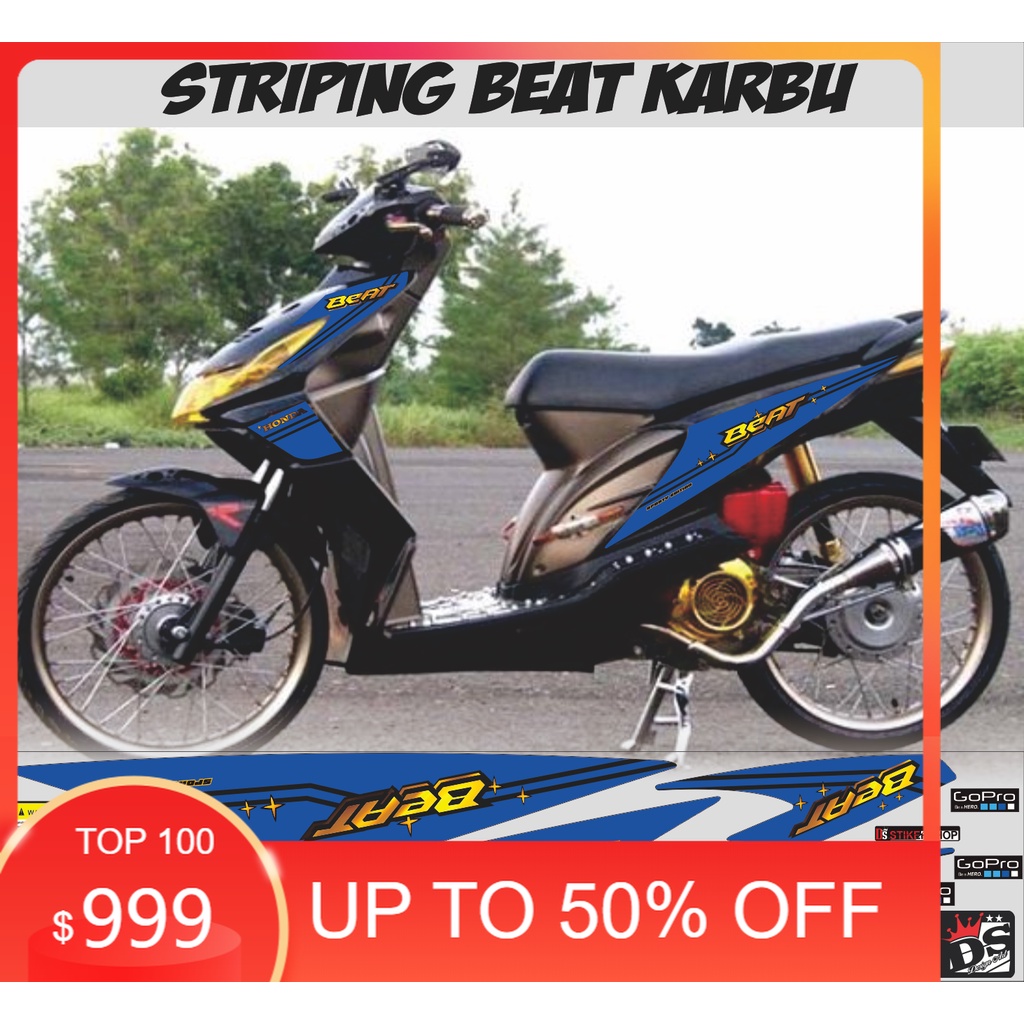 cod/sticker/ striping beat karbu variasi simple warna biru