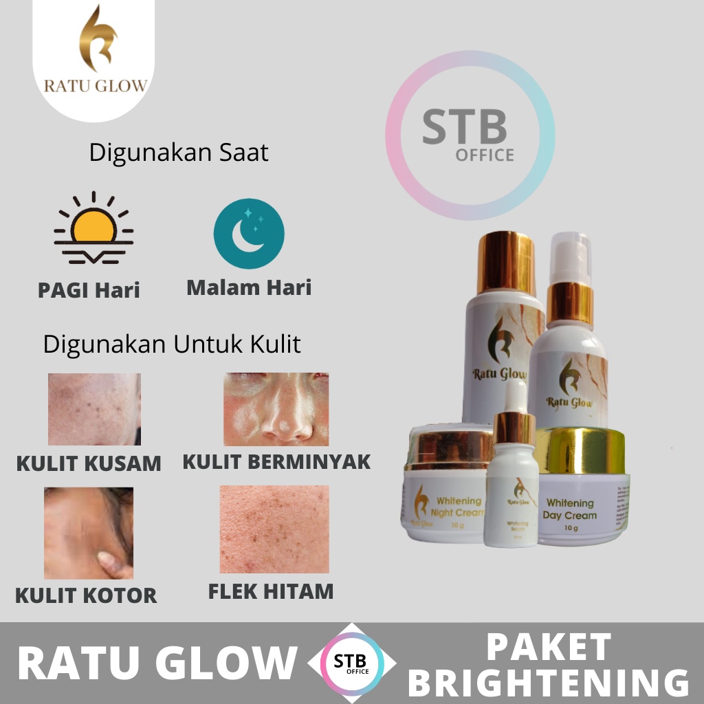 Ratu Glow Paket Skincare Kecantikan Perawatan Pembersih Penghilang Jerawat Kulit Wajah Anti Acne Kusam Komedo Berminyak Kulit Flek Hitam Skicare Bpom Original ACNE WHITENING