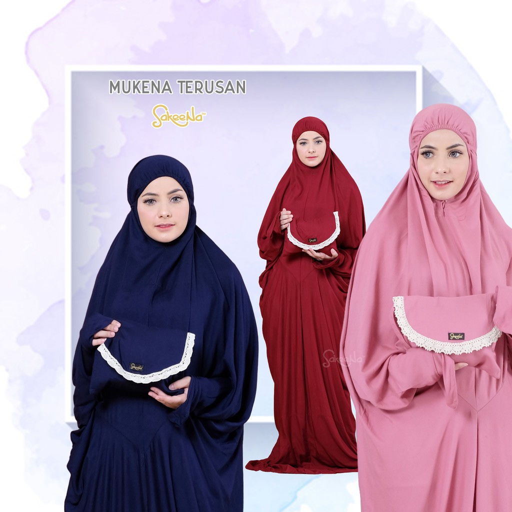 Mukena Terusan SakeeNa Jumbo Polos Katun Rayon Original