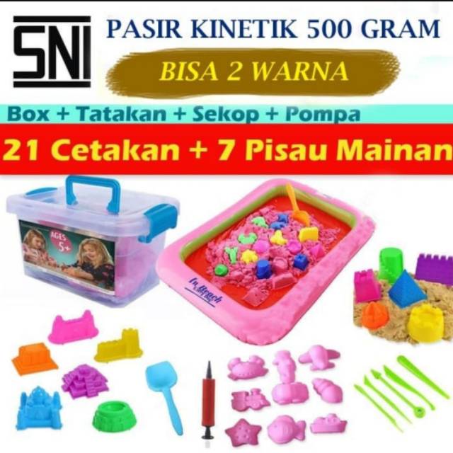 Mainan anak pasir kinetik paket 500 G pasir kinetik standar SNI