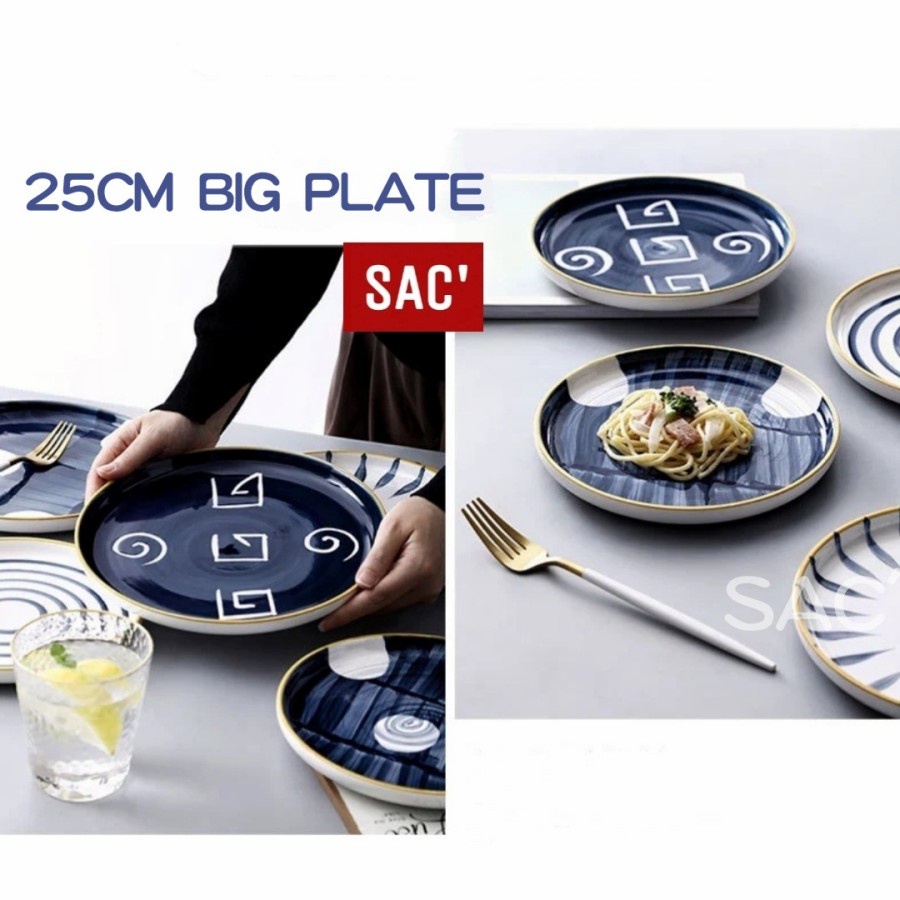 AISURU Japanese Style Steak Plate Mangkok Piring Makan Ala Jepang - MOTIF A, LARGE 25CM-3