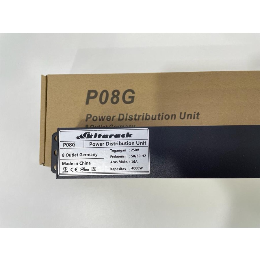 KITARACK P08G Power Distribution Unit 1U 8 Outlet Germany Socket 16A